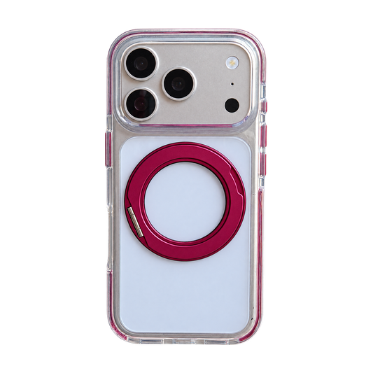 Clear Case with Cherry-Red Hinged Ring Detail – 11 iPhone Models