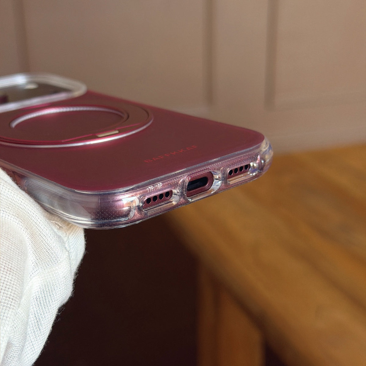 Matte Gradient 360° Ring Stand Double-Sided IMD Phone Case – Cherry Red & Caramel Brown